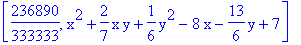 [236890/333333, x^2+2/7*x*y+1/6*y^2-8*x-13/6*y+7]